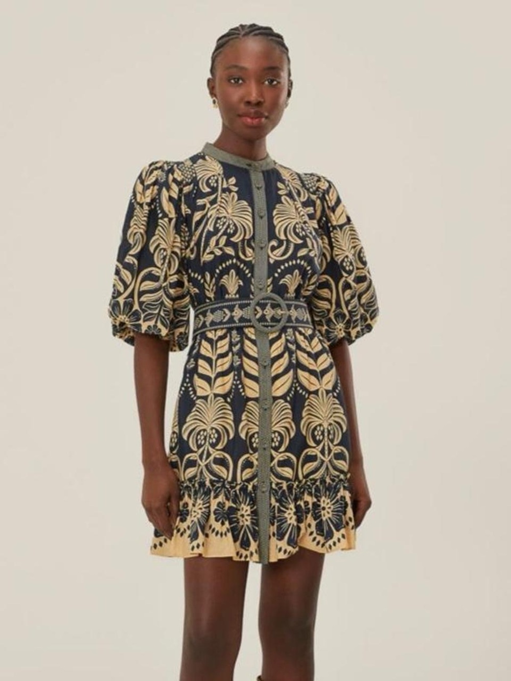 NWOT FARM RIO Navy Blue Ainika Tropical Splendor Mini Dress